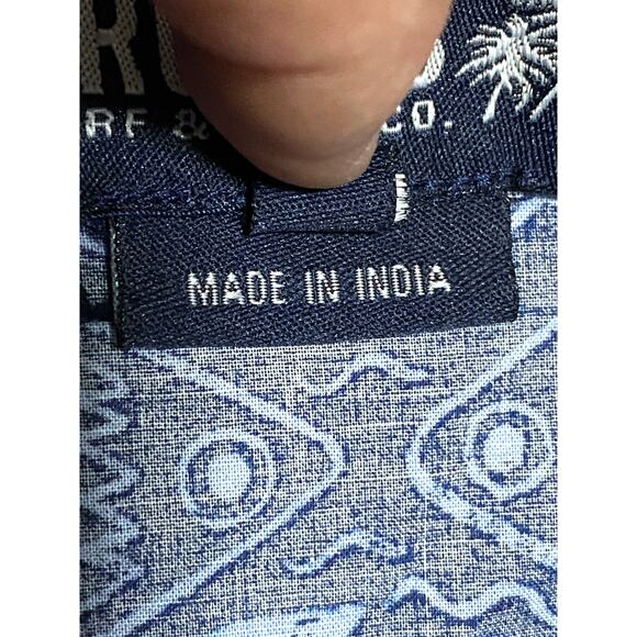 Trunks Surf & Swim Artsy Fish Blue Button Shirt Mens S Hawaiian Retro Tropical - Picture 6 of 8